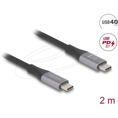 4043619811922 DELOCK USB 4.0 Type C Conector Negru-Gri 2m 81192 4043619811922 DELOCK USB 4.0 Type C Conector Negru-Gri 2m 81192