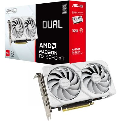 4711636203005 ASUS DUAL-RX9060XT-16G-WHITE Dual White Radeon RX 9060 XT 16GB GDDR6 PCIE 4711636203005 ASUS DUAL-RX9060XT-16G-WHITE Dual White Radeon RX 9060 XT 16GB GDDR6 PCIE