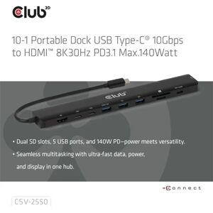 Club 3D 10-1 Portable Dock USB Type-C Club 3D 10-1 Portable Dock USB Type-C