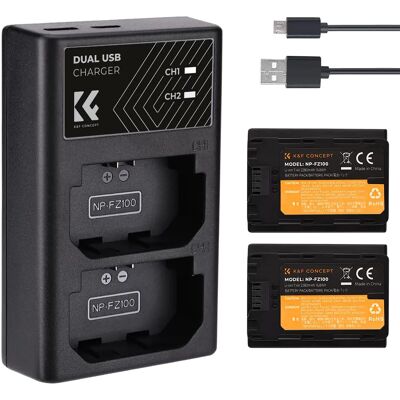K-F CONCEPT BC-QZ1 dupla încărcător + 2buc FZ100 acumulator 2280mAh K-F CONCEPT BC-QZ1 dupla încărcător + 2buc FZ100 acumulator 2280mAh