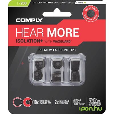 COMPLY Isolation Plus Tx-200 spumă memorie dop ureche L negru COMPLY Isolation Plus Tx-200 spumă memorie dop ureche L negru