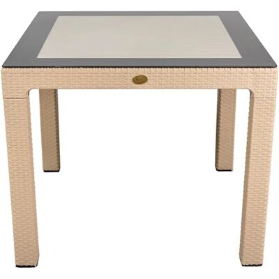 5999004645506 IRIS GF-820C ORIGINAL CAPPUCCINO plastic de grădină masă cu o placă de sticlă 90x90cm 5999004645506 IRIS GF-820C ORIGINAL CAPPUCCINO plastic de grădină masă cu o placă de sticlă 90x90cm