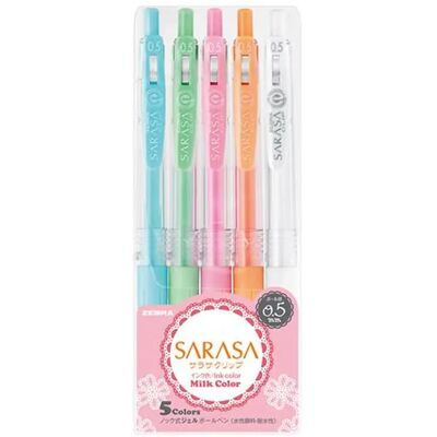 4901681172702 ZEBRA Sarasa Clip Milk push-buton stilou de jeleu set 0.33mm 5 bucăţi pastel colorate 4901681172702 ZEBRA Sarasa Clip Milk push-buton stilou de jeleu set 0.33mm 5 bucăţi pastel colorate