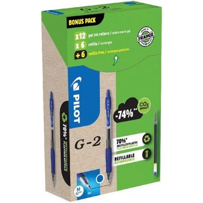 PILOT G2 Greenpack stilou de jeleu 0.7mm 12 buc albastru PILOT G2 Greenpack stilou de jeleu 0.7mm 12 buc albastru