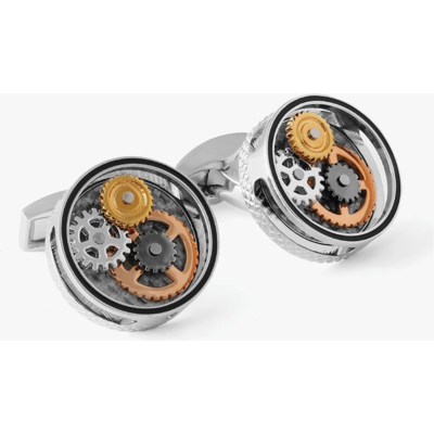 TATEOSSIAN Butoni Round Gear Carbon Fibre Palladium TATEOSSIAN Butoni Round Gear Carbon Fibre Palladium