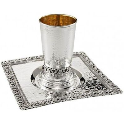 Zaramella Argenti Set Kiddush pahar si tava argint masiv Conico Zaramella Argenti Set Kiddush pahar si tava argint masiv Conico