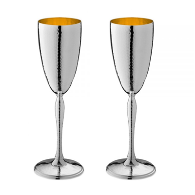 Zaramella Argenti Set 2 pahare argint masiv pentru sampanie Parighi Hammered Gold Zaramella Argenti Set 2 pahare argint masiv pentru sampanie Parighi Hammered Gold