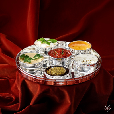 Zaramella Argenti Set servire Indian din argint masiv Thali Zaramella Argenti Set servire Indian din argint masiv Thali
