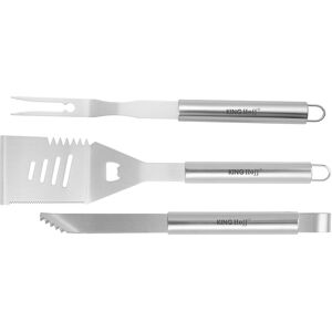 Set 3 ustensile pentru gratar Kinghoff KH 1919, Spatula, Furculita, Furculita, Otel inoxidabil, Inox Set 3 ustensile pentru gratar Kinghoff KH 1919, Spatula, Furculita, Furculita, Otel inoxidabil, Inox