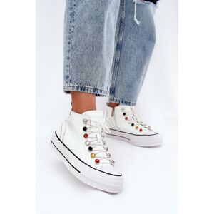 Adidași Înălțați Din Piele Femei GOE RR2N4102 Albi 38 Adidași Înălțați Din Piele Femei GOE RR2N4102 Albi 38