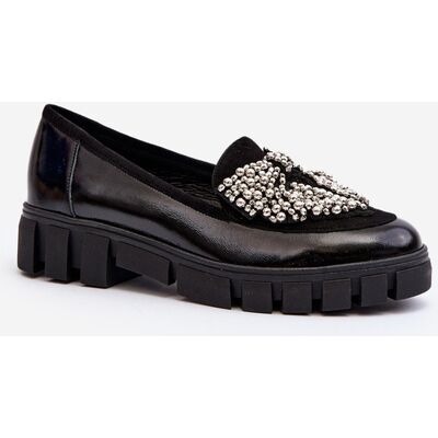 Mocasini cu pietre Laura Messi 2785 negri 40 Mocasini cu pietre Laura Messi 2785 negri 40