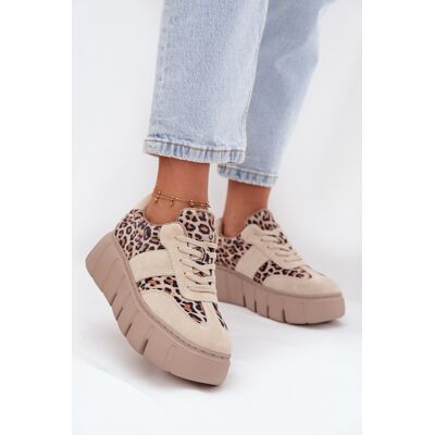 Adidași pentru femei din nubuck izolați cu platformă masivă Vinceza 66841 Leopard bej 36 Adidași pentru femei din nubuck izolați cu platformă masivă Vinceza 66841 Leopard bej 36