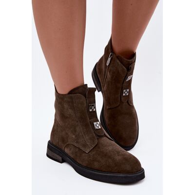 Botine din piele nubuc izolate cu toc plat D&A; CR62-3334 Maro închis 39 Botine din piele nubuc izolate cu toc plat D&A; CR62-3334 Maro închis 39