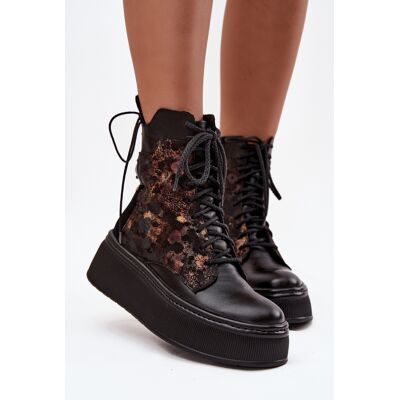 Maciejka Botine din piele nubuc pe platformă călduroase negre 06565-01 41 Maciejka Botine din piele nubuc pe platformă călduroase negre 06565-01 41