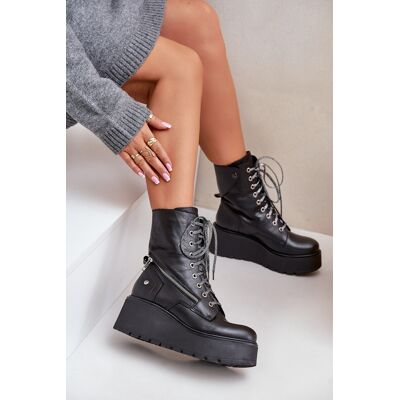Botine Din Piele Worker Pe Platformă Și Toc Maciejka 06676-01 Negre 39 Botine Din Piele Worker Pe Platformă Și Toc Maciejka 06676-01 Negre 39