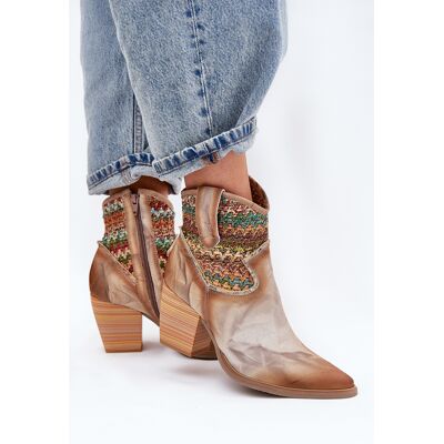 Botine Cowboy Din Piele Cu Toc Și Împletitură Decorativă Maciejka 06810-29 Multicolor 41 Botine Cowboy Din Piele Cu Toc Și Împletitură Decorativă Maciejka 06810-29 Multicolor 41