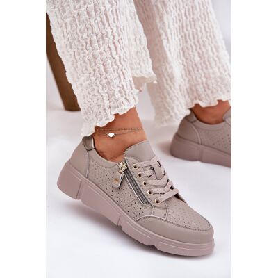 Încălțăminte Sport din Piele Sneakers pe Platformă cu Fermuar Vinceza 88019 Bej Închis 37 Încălțăminte Sport din Piele Sneakers pe Platformă cu Fermuar Vinceza 88019 Bej Închis 37