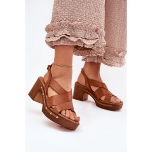 Sandale Cu Toc Din Piele Zazoo 1081 Maro 39 Sandale Cu Toc Din Piele Zazoo 1081 Maro 39