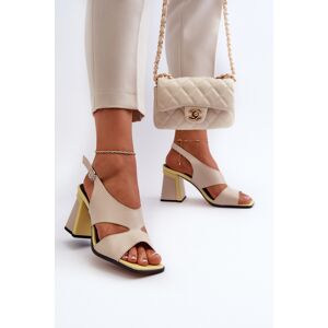 S.Barski Sandale Dama cu toc Bej D&A; MR38-153 36 S.Barski Sandale Dama cu toc Bej D&A; MR38-153 36