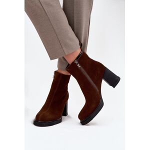 Botine pentru femei din velur natural cu toc Vinceza 91141 maro 39 Botine pentru femei din velur natural cu toc Vinceza 91141 maro 39