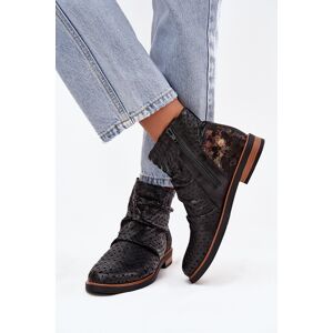 Botine din piele cu model perforat Maciejka 05922-01 Negru 41 Botine din piele cu model perforat Maciejka 05922-01 Negru 41