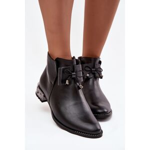 Botine pentru femei din piele naturală cu toc mic Zazoo 1396 Negru 39 Botine pentru femei din piele naturală cu toc mic Zazoo 1396 Negru 39