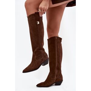Cizme de cowboy din piele nubucizolate Zazoo 4224 ciocolată 37 Cizme de cowboy din piele nubucizolate Zazoo 4224 ciocolată 37