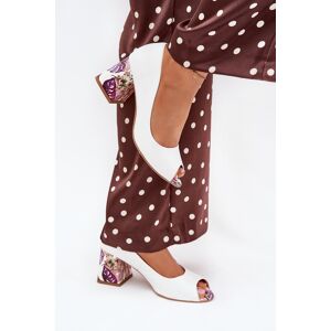 Boto Pantofi din piele cu toc decorativ Lewski Shoes 2608/K alba 40 Boto Pantofi din piele cu toc decorativ Lewski Shoes 2608/K alba 40