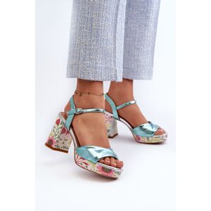 S.Barski Sandale platforma cu model floral D&A; CR980 Albastre 37 S.Barski Sandale platforma cu model floral D&A; CR980 Albastre 37