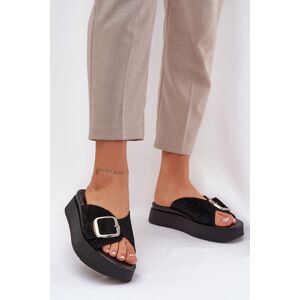 Sandale Din Suede Pentru Femei Cu Cataramă Pe Platformă Negre Zazoo 3019 36 Sandale Din Suede Pentru Femei Cu Cataramă Pe Platformă Negre Zazoo 3019 36