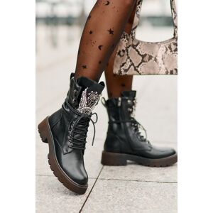 S.Barski Botine Din Piele Eco Workeri Cu Decorație Izolate D&A; Negre MR880-080 40 S.Barski Botine Din Piele Eco Workeri Cu Decorație Izolate D&A; Negre MR880-080 40