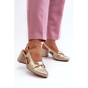 Sandale din piele cu toc Maciejka 06419-25 Aurii 37 Sandale din piele cu toc Maciejka 06419-25 Aurii 37