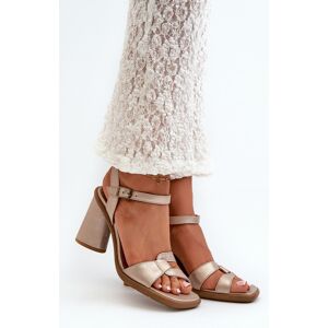 Sandale din piele cu toc Maciejka 06029-25 Aurii 40 Sandale din piele cu toc Maciejka 06029-25 Aurii 40