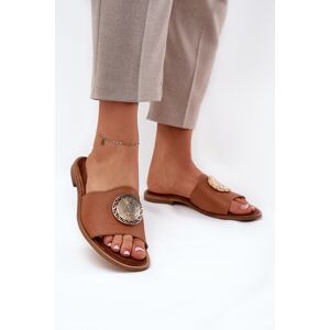 Zazoo 2938 Sandale Din Piele Cu Toc Plat Și Decorațiune Camel 37 Zazoo 2938 Sandale Din Piele Cu Toc Plat Și Decorațiune Camel 37