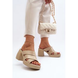 Zazoo 40373 Sandale din piele cu toc gros bej 37 Zazoo 40373 Sandale din piele cu toc gros bej 37