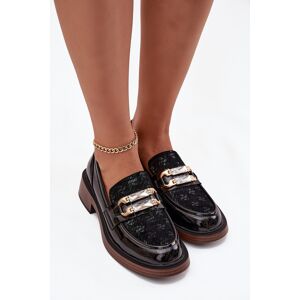 Mocasini din piele lacuită pentru femei cu detaliu separat D&A; MR52-173 Negru 39 Mocasini din piele lacuită pentru femei cu detaliu separat D&A; MR52-173 Negru 39