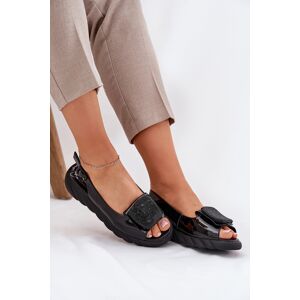 Sandale Dama Din Piele Lacuite Pe Toc Cu Decorațiune Artiker Negre 56C1564 37 Sandale Dama Din Piele Lacuite Pe Toc Cu Decorațiune Artiker Negre 56C1564 37