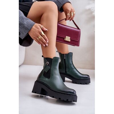 Zazoo 60490 Botine Din Piele Izolate Cu Decorație Verde Închis 37 Zazoo 60490 Botine Din Piele Izolate Cu Decorație Verde Închis 37