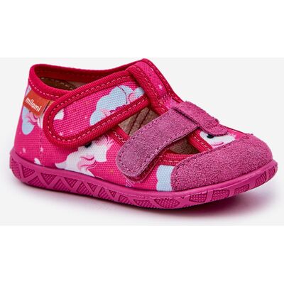 Papuci copii Milami cu velcro în unicorni fucsia Reathiana 21 Papuci copii Milami cu velcro în unicorni fucsia Reathiana 21