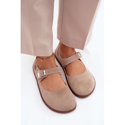 Balerini din piele nubuc Barefoot cu curea Zazoo N1319 bej 38 Balerini din piele nubuc Barefoot cu curea Zazoo N1319 bej 38