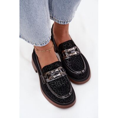 Mocasini din piele pentru femei cu decorație D&A; MR52-176 Negru 39 Mocasini din piele pentru femei cu decorație D&A; MR52-176 Negru 39