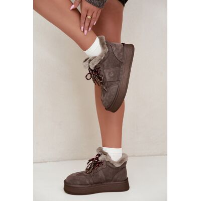 Big Star Shoes Cizme de iarnă din piele nubuc pentru femei cu șireturi Big Star UU274313 Maro 37 Big Star Shoes Cizme de iarnă din piele nubuc pentru femei cu șireturi Big Star UU274313 Maro 37