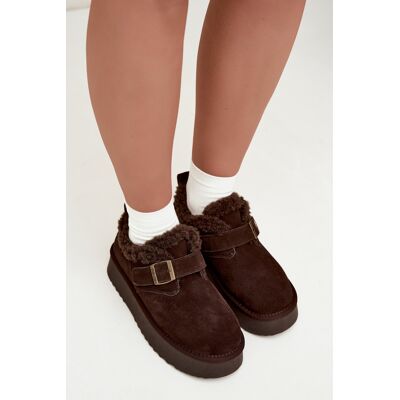 Big Star Shoes Cizme de iarnă din piele suede pe platformă Big Star UU274319 Ciocolată 40 Big Star Shoes Cizme de iarnă din piele suede pe platformă Big Star UU274319 Ciocolată 40