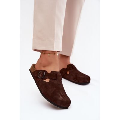 Papuci din piele nubuc Mule cu cataramă Zazoo 1905 ciocolatiu 37 Papuci din piele nubuc Mule cu cataramă Zazoo 1905 ciocolatiu 37