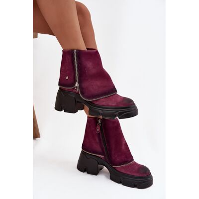 Botine din piele pentru femei cu guler răsucit Maciejka 07145-23 Bordeaux 41 Botine din piele pentru femei cu guler răsucit Maciejka 07145-23 Bordeaux 41