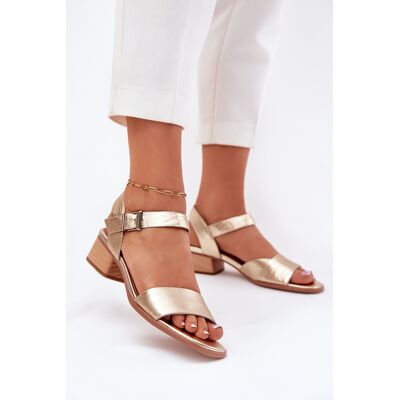 Sandale Din Piele Pentru Femei Cu Toc Maciejka N6802-25 Aurii 37 Sandale Din Piele Pentru Femei Cu Toc Maciejka N6802-25 Aurii 37
