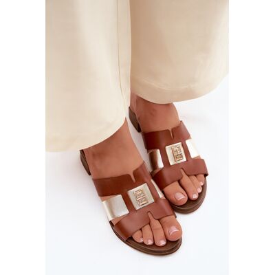 Sandale din piele pentru femei cu toc Zazoo 40517 Maro 37 Sandale din piele pentru femei cu toc Zazoo 40517 Maro 37