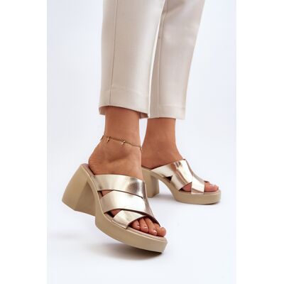 Zazoo 40373 Papuci De Piele Cu Toc Gros Auriu 39 Zazoo 40373 Papuci De Piele Cu Toc Gros Auriu 39