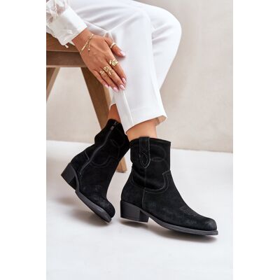 Botine Cowboy Din Suede Pentru Femei Cu Toc Mic Izolate Sergio Leone BT284-S Negre 37 Botine Cowboy Din Suede Pentru Femei Cu Toc Mic Izolate Sergio Leone BT284-S Negre 37