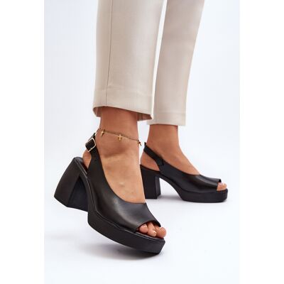 Zazoo 40376 Sandale din piele cu toc gros Negre 40 Zazoo 40376 Sandale din piele cu toc gros Negre 40